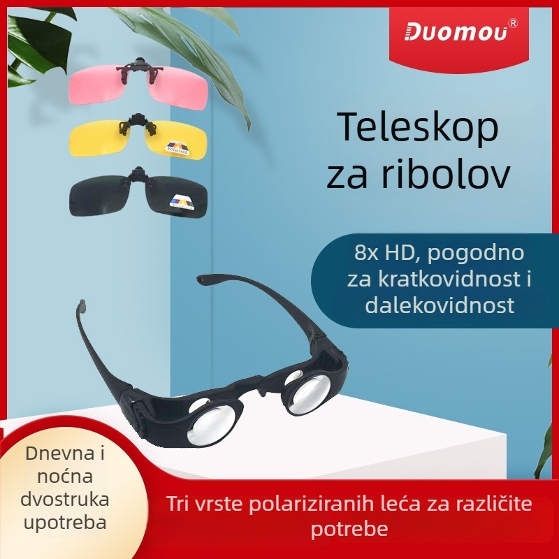 8x ribolovni teleskop s naglavnim nosačem, za promatranje plut, zumiranje i širok kut pogleda na otvorenom