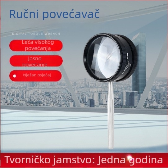 Metalno cilindrično ručno povećalo, 35x, leća 50 mm, za identifikaciju antikviteta, jantar i žad
