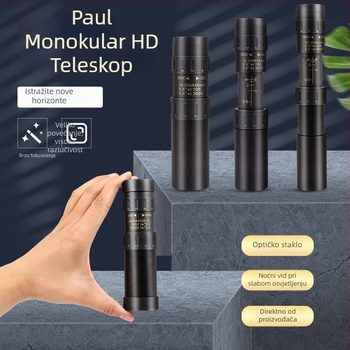 Monokularni teleskop, 10–300x zoom, 40 mm objektiv, prijenosan za fotografiranje mobilnim telefonom