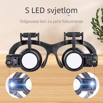 Osam setova od 16 LED magnifikacijskih naočala za nošenje na glavi, za popravak nakita i satova, ploča s krugovima i elektronički dijelovi