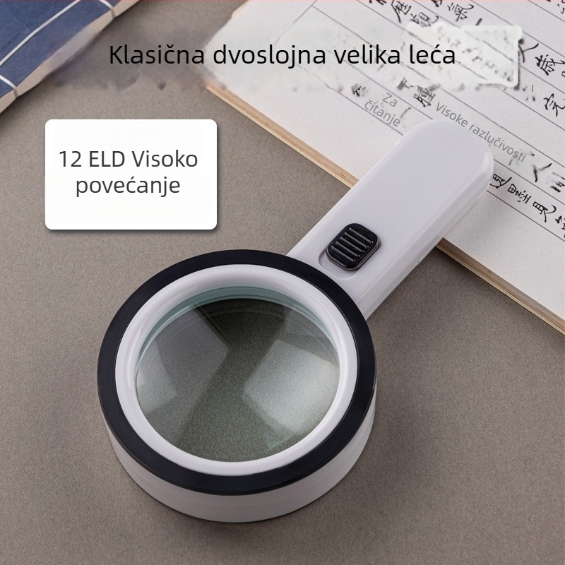 Ručni povećalo 30x sa 12 LED-om, optičko staklo, za čitanje starijih, model 2288-85