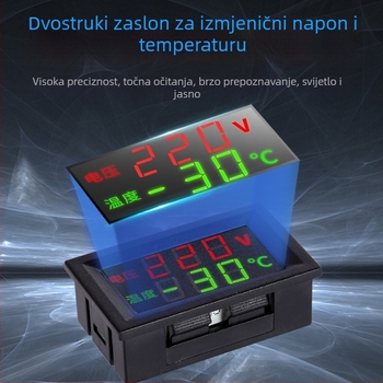 Digitalni termometar 220V AC, dvostruki prikaz, industrijski NTC senzor za mjerenje temperature