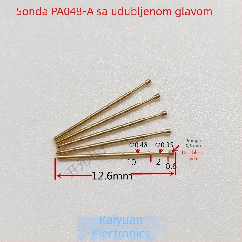 PA048-A Sonda: igla s konveksnom glavom 0,48; usna cupa 0,6; duljina 12 mm; paket 100 kom