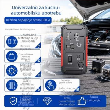 Detektor releja za automobil USB verzija, 12V univerzalni, siguran i stabilan, prijenosna litijeva baterija, prilagođeno alatu za popravke automobila