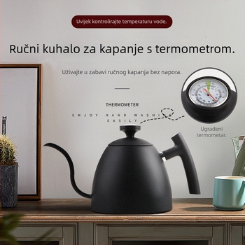 Kavna od 304 nehrđajućeg čelika s gooseneck vratom i uskim izljevom, kapacitet 1,5 L