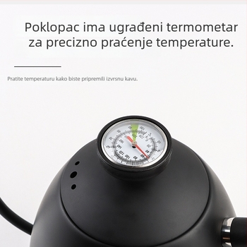 Kavna od 304 nehrđajućeg čelika s gooseneck vratom i uskim izljevom, kapacitet 1,5 L