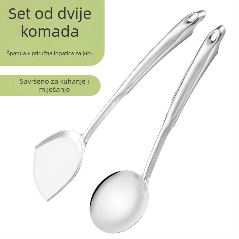 Set kuhinjskih posuđa od nehrđajućeg čelika: spatula, žlica za juhu, žlica s otvorima, cedilna žlica, žlica za kašu
