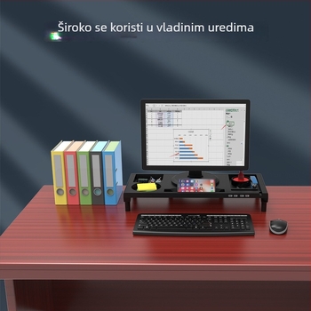 KM01 ABS Podizni Stol Monitor s Prostorom za Pohranu i USB Punjenje, Nosač za Laptop, Dimenzije 52.5×23×7.5 cm
