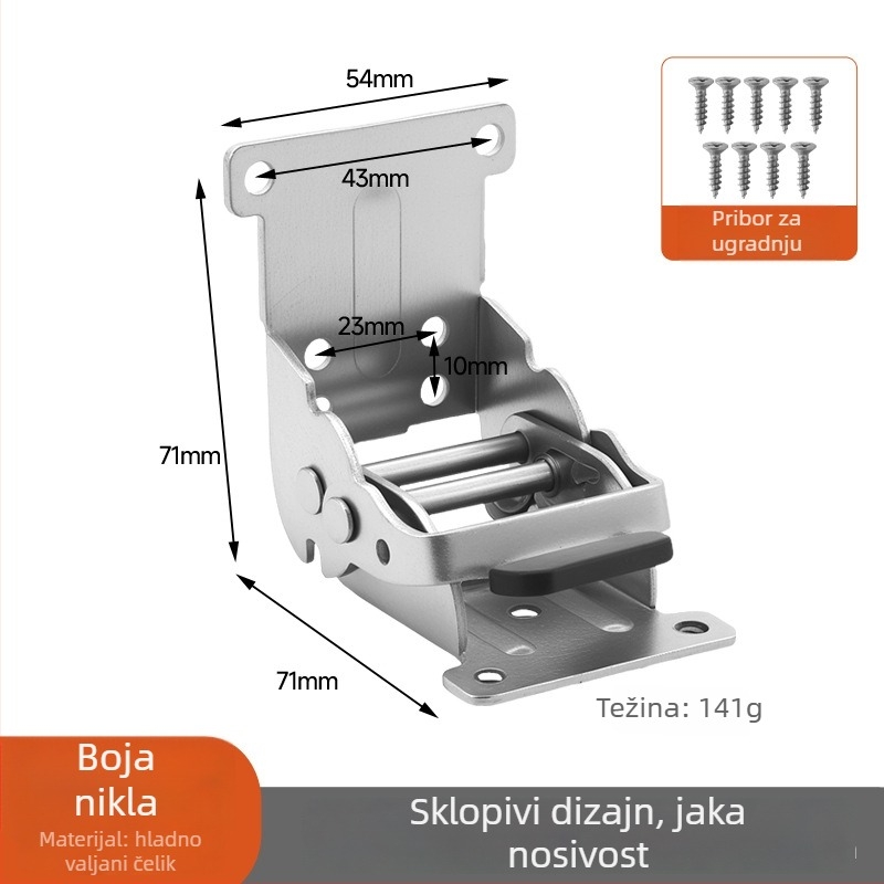 90° samozaključavajući sklopni šarnir za stol, spoj noge stola, hardver za stolni stolnjak, 180° pravi kut