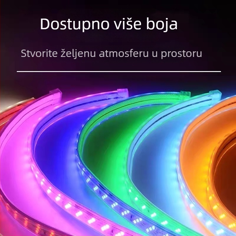 LED visokovoltni trak za vanjsku upotrebu 220V, vodootporan i fleksibilan, pogodan za tunele i mostove, visoka svjetlina