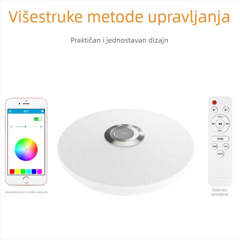 LED stropno svjetlo, moderni minimalistički kružni dizajn, Bluetooth glazba, upravljanje putem aplikacije, promjena boje, za spavaću sobu i dnevni boravak
