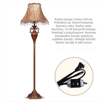 Lampa za pod od smole, europskog stila, američki retro dizajn za dnevni boravak i spavaću sobu.