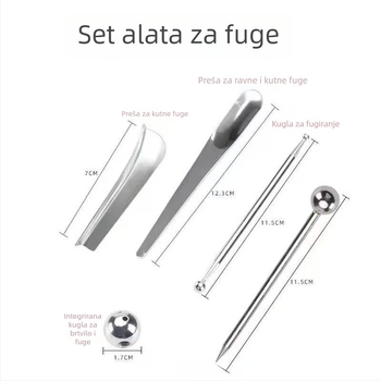 Alati za fugiranje pločica od nehrđajućeg čelika, 5-dijelni set, kutni spojni kit