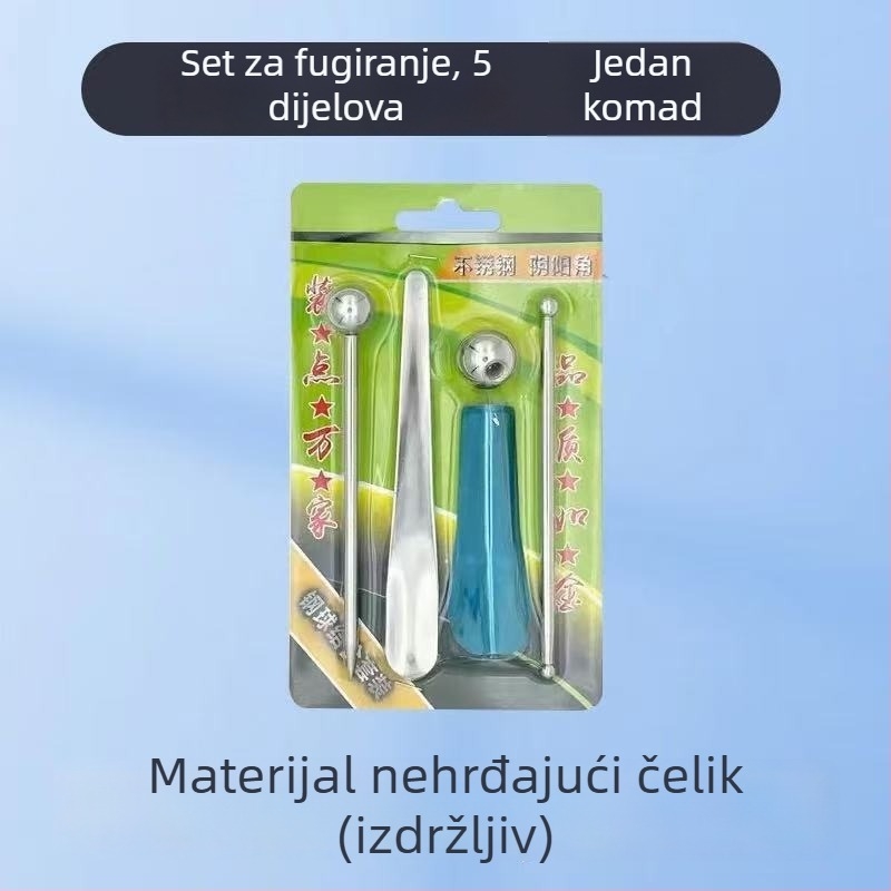 Alati za fugiranje pločica od nehrđajućeg čelika, 5-dijelni set, kutni spojni kit