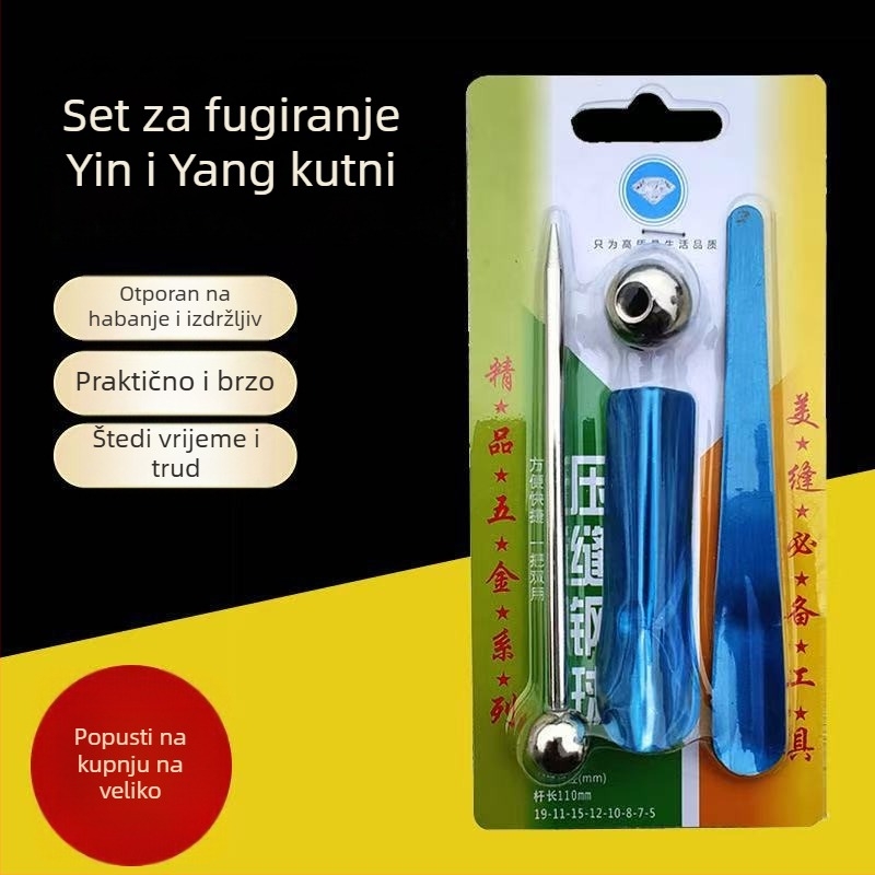 Alati za fugiranje pločica od nehrđajućeg čelika, 5-dijelni set, kutni spojni kit