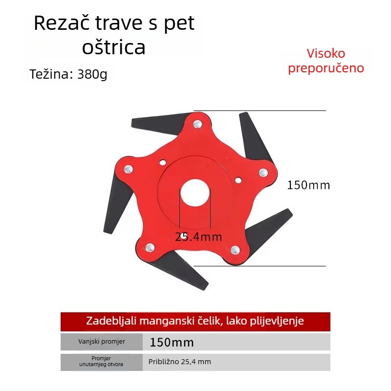 Glava za uklanjanje korova s četiri ili pet oštrica, glava za košenje s tri oštrice, dodatak vrtnih alata