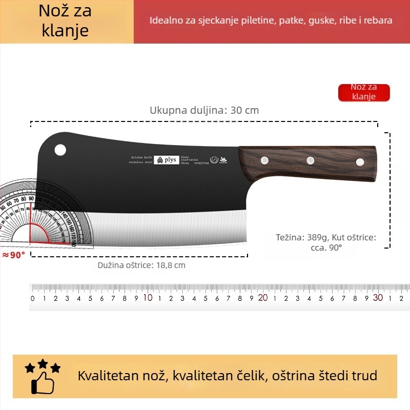 Kuhinjski nož od nehrđajućeg čelika, oštar za rezanje mesa i povrća