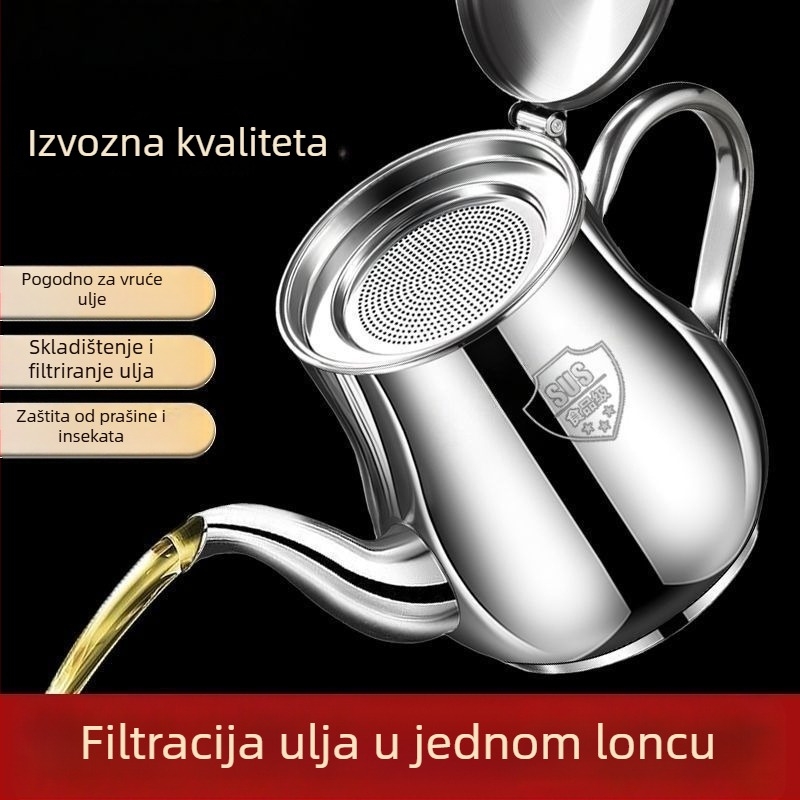 Nehrđajuća posuda za ulje s filtrom, bez curenja, za ulje i ocat, kuhinjska upotreba