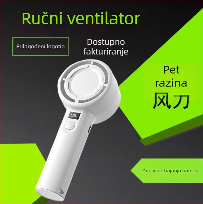 Ručni USB ventilator, mini, 5 brzina, s digitalnim zaslonom, tih
