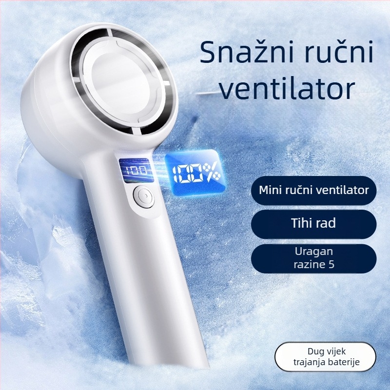 Ručni USB ventilator, mini, 5 brzina, s digitalnim zaslonom, tih