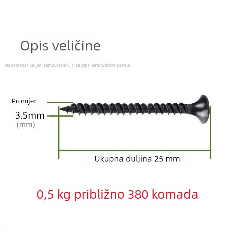 M3.5 samonavijajući vijak za suhozid, konusna glava s kržnim utorom, visoke čvrstoće