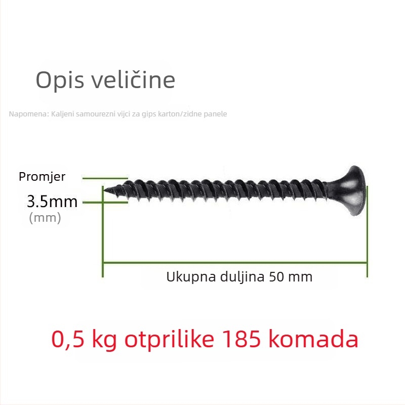 M3.5 samonavijajući vijak za suhozid, konusna glava s kržnim utorom, visoke čvrstoće