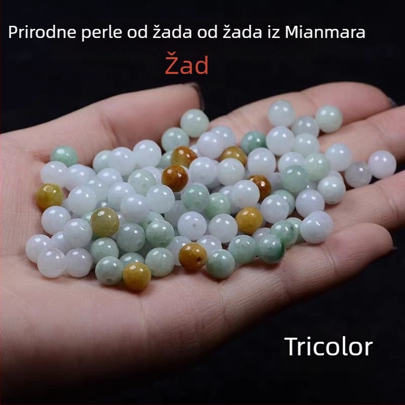 Jade perle – slobodne perle, trobojne ledene boje, za narukvicu, ogrlicu i DIY nakit