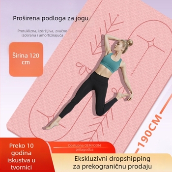 TPE prostirka za partner jogu, za početnike, anti-klizna, 6 mm, 190 × 120 cm, ublažavanje udara, linije za usmjeravanje položaja