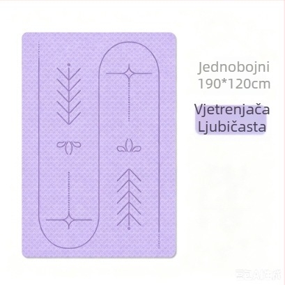 TPE prostirka za partner jogu, za početnike, anti-klizna, 6 mm, 190 × 120 cm, ublažavanje udara, linije za usmjeravanje položaja
