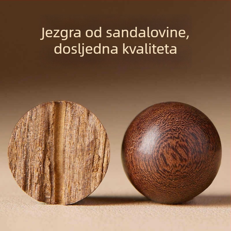 Nova narukvica od sandalovine u kineskom stilu s zlatom nitom, prirodne Buddha perle i cinabarni detalji – unisex