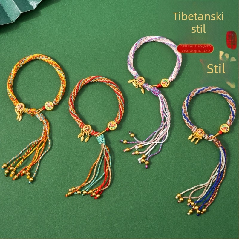 Tradicionalne narukvice Festivala zmajeva od pamukane končine, šarene ručno pletene dječje narukvice s crvenim koncem, unisex poklon, veleprodaja