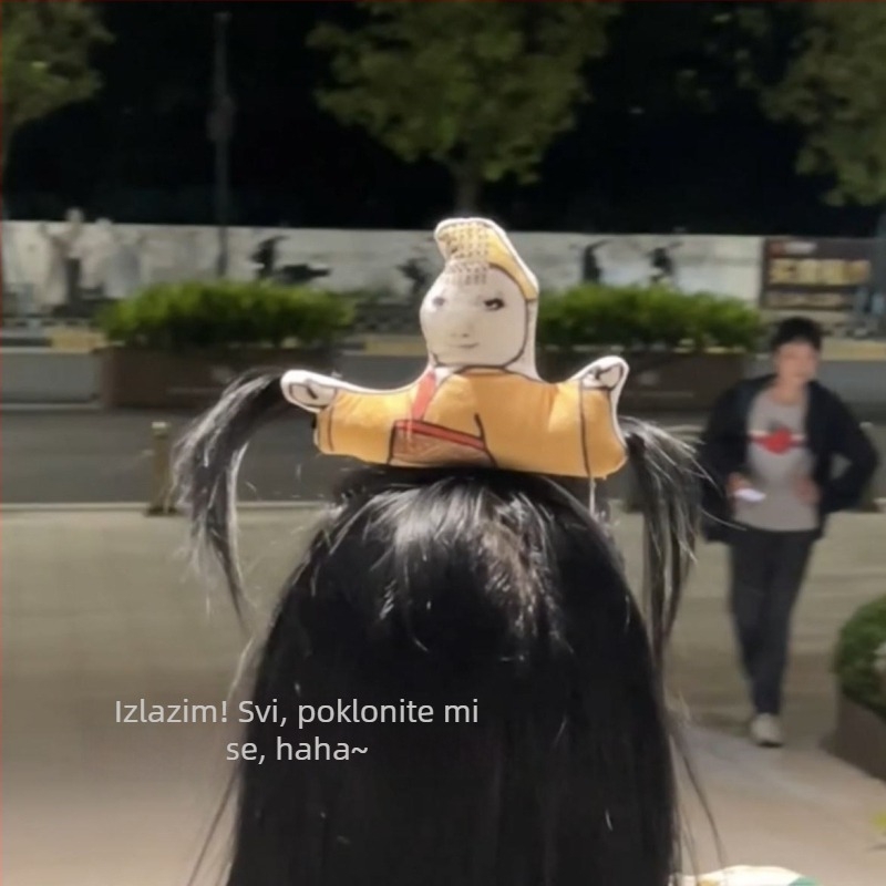 Traka za kosu s motívom imperatora zmaja - zabavan dekorativni dodatak s emoji detaljima, ručni rad