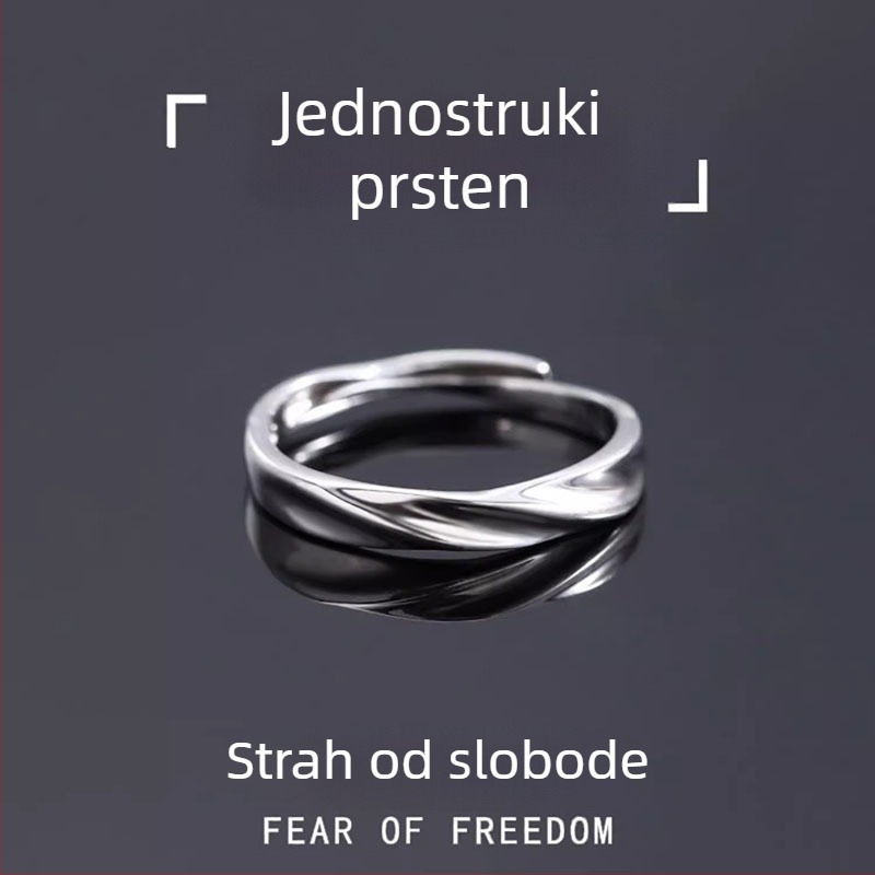 Muški prsten od 925 srebra, minimalistički stil, trodimenzionalni valoviti uzorak