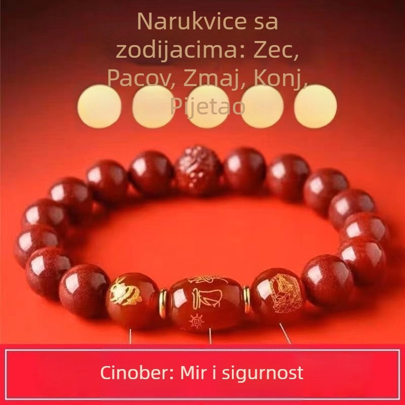 Narukvica od cinnabara za žene i muškarce – Zodijak Dragonove godine Buddha, 2024