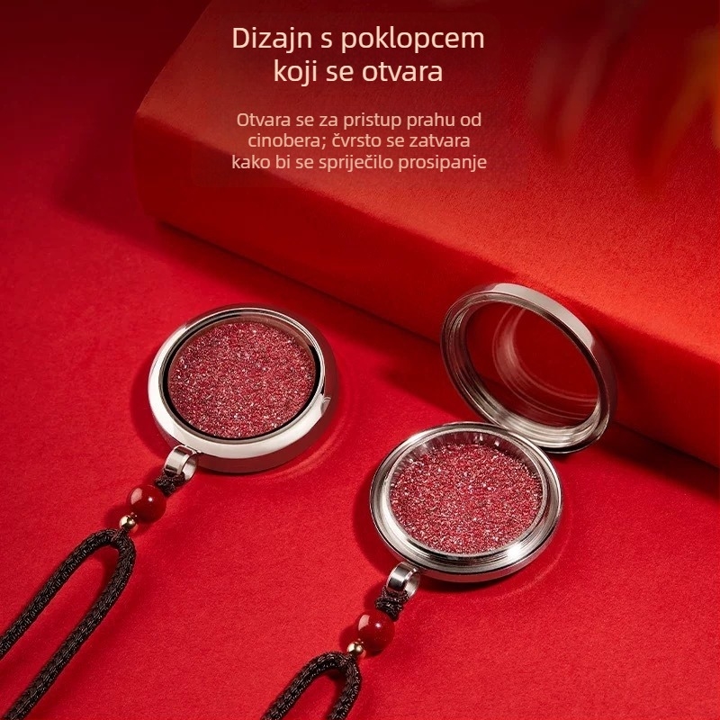Ručni cinnabar šuplji privjesak u kutiji – unisex talisman za godinu rođenja, geometrijski dizajn