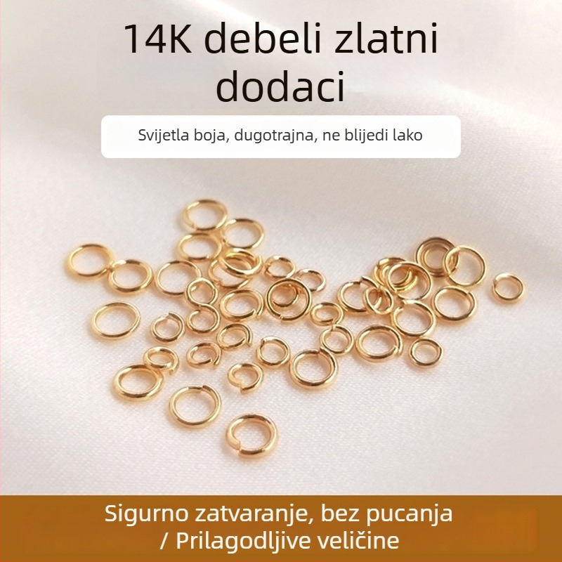 14K pozlaćeni otvoreni spojni prsten za ogrlice i narukvice – ručni rad, dodatak za izradu nakita, O-prsten