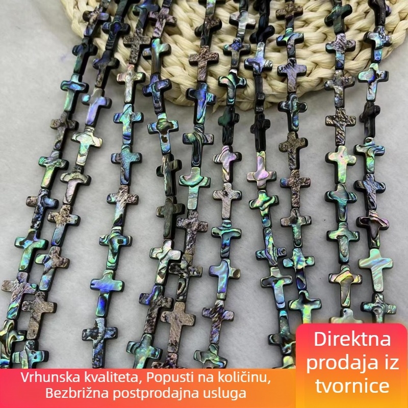 Prirodna školjka abalona mrvica u obliku križa, 8 mm, dijelovi za DIY nakit