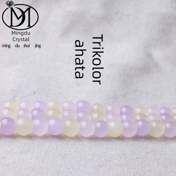 Mingdu Crystal trobojni chalcedonske slobodne perle za DIY nakit, 6 mm, barokne okrugle perle