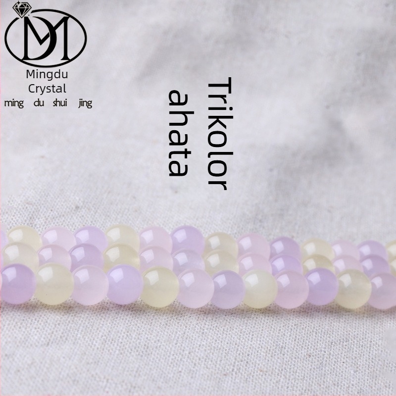 Mingdu Crystal trobojni chalcedonske slobodne perle za DIY nakit, 6 mm, barokne okrugle perle