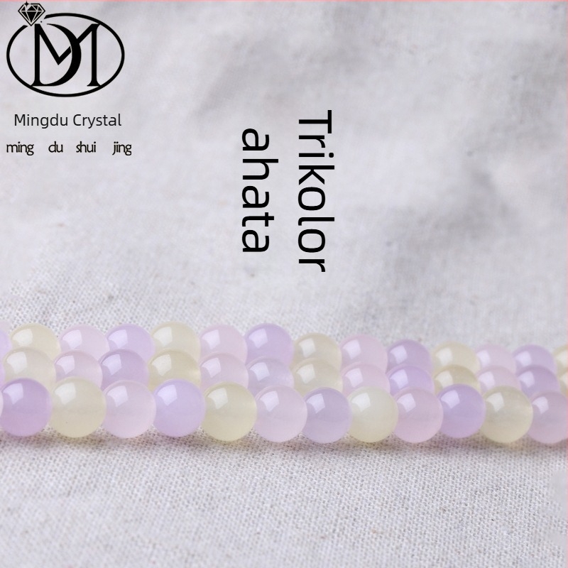 Mingdu Crystal trobojni chalcedonske slobodne perle za DIY nakit, 6 mm, barokne okrugle perle