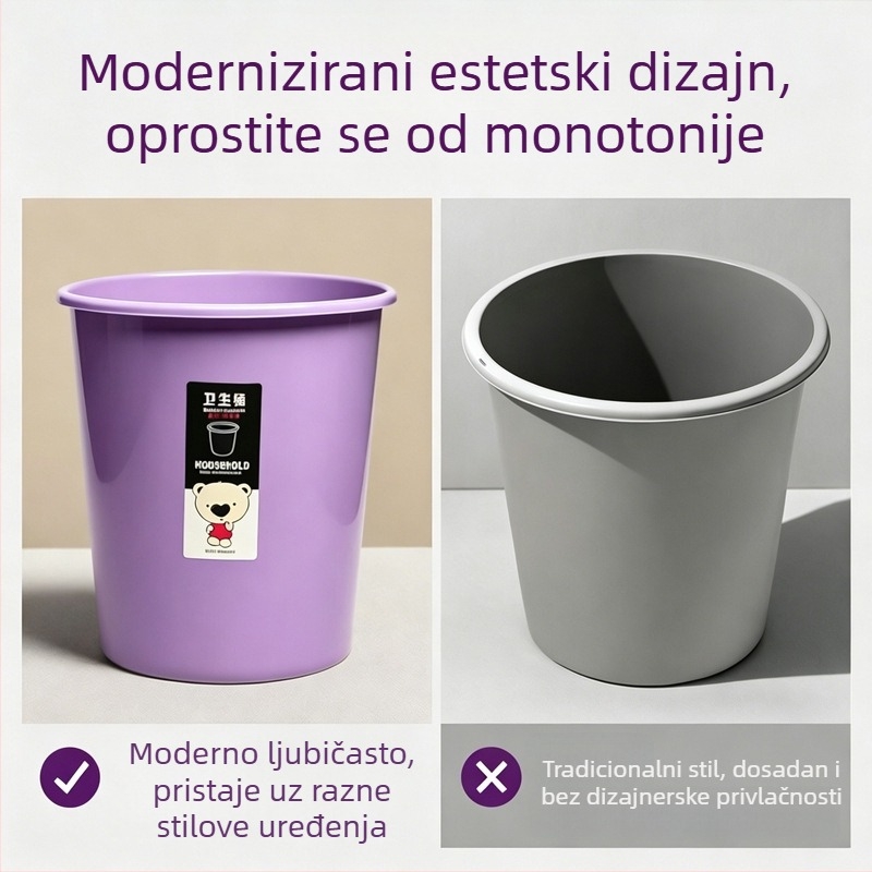Srednje veličine kućni kanta za otpad za dnevni boravak, kuhinju, kupaonicu i spavaću sobu — s poklopcem, uskim profilom, otporan na miris