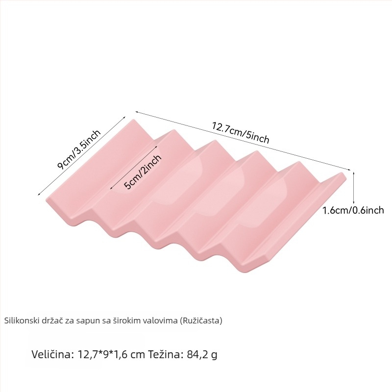 Silikonska posuda za sapun s valovitim dizajnom za sušenje i odvod na kuhinjskim i kupaonskim pultovima
