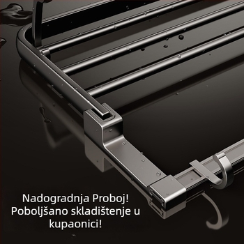 Držač za ručnike za kupaonicu bez bušenja, grafitno siva, sklopiv, zidni