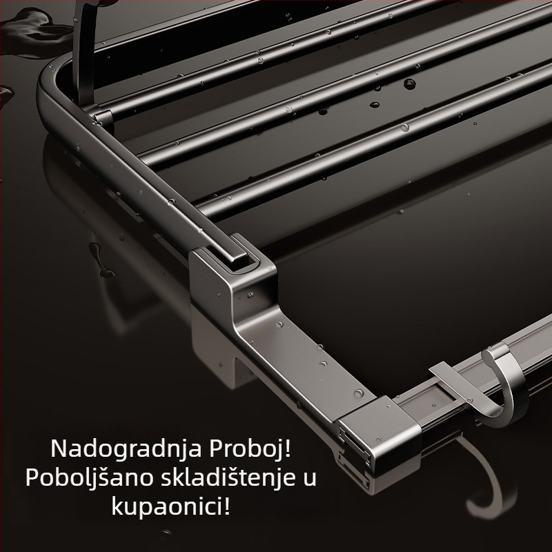 Držač za ručnike za kupaonicu bez bušenja, grafitno siva, sklopiv, zidni