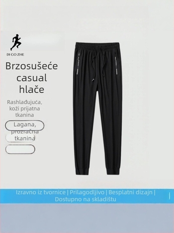 Muške hlače od ice silk, ultra-tanke, prozračne i brzo sušeće, sportske hlače ravnog kroja, velikih veličina