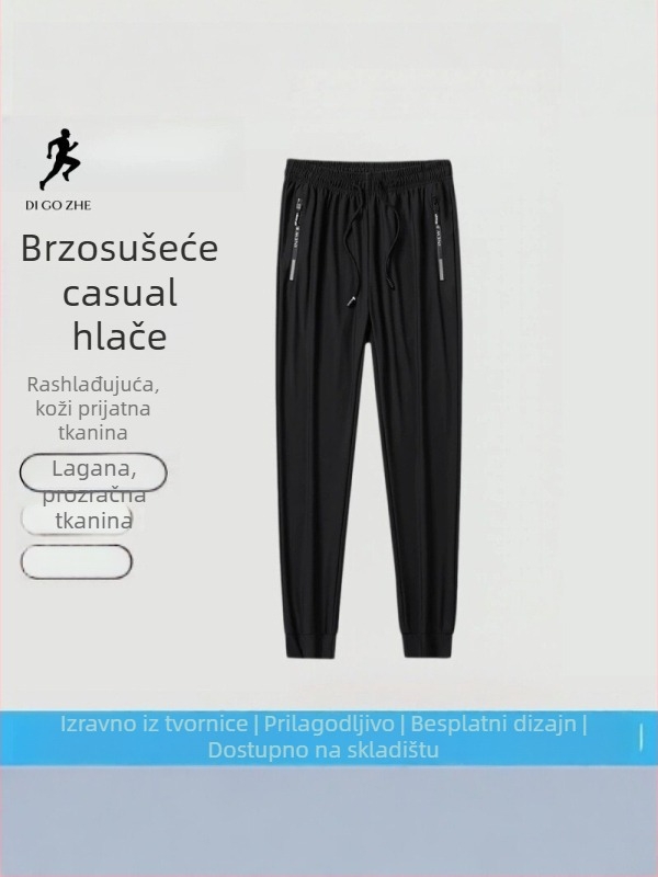 Muške hlače od ice silk, ultra-tanke, prozračne i brzo sušeće, sportske hlače ravnog kroja, velikih veličina