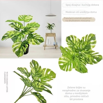 Umjetni Monstera listovi za zidnu dekoraciju – zeleni plastični listovi
