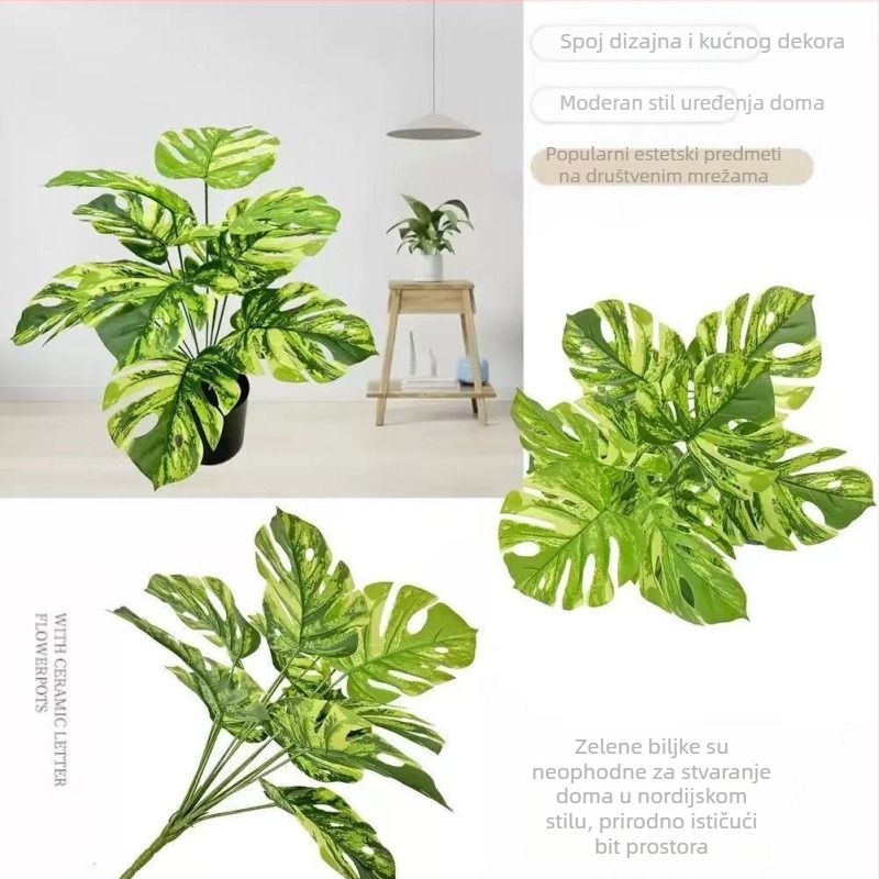 Umjetni Monstera listovi za zidnu dekoraciju – zeleni plastični listovi