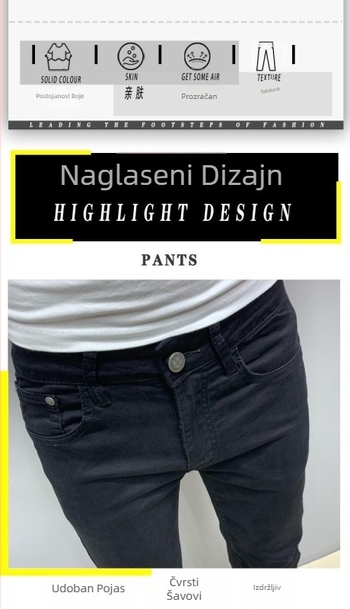 Muške crne traperice od denima, slim fit, do gležnja, svakodnevne, vrhunski modni komad.