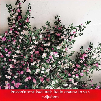 Realistična umjetna ružina loza za zidnu dekoraciju sa svilenim cvjetovima i zelenim listovima